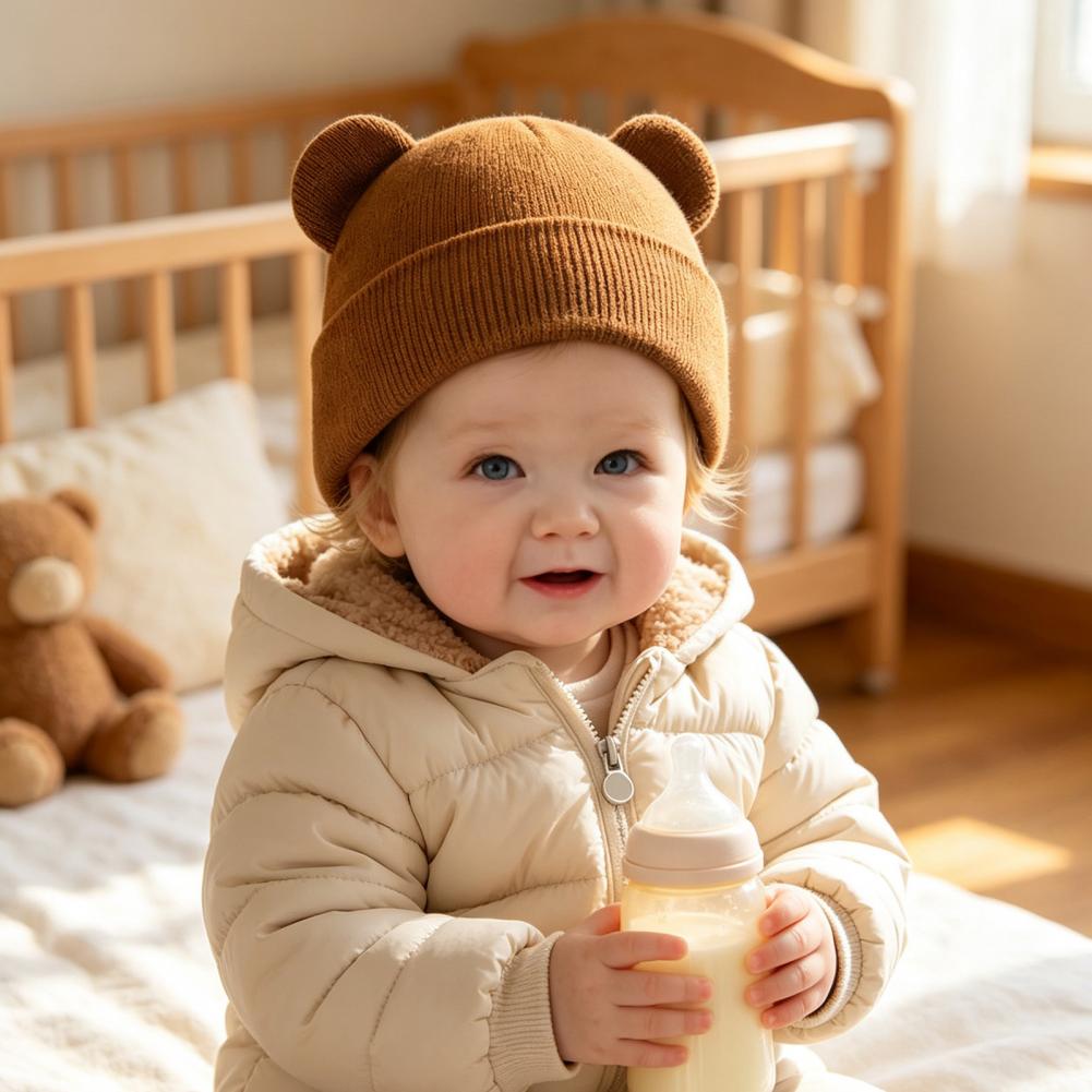 Infant Beanie Hat With Ears - Zimowa czapka dla niemowląt z uroczymi