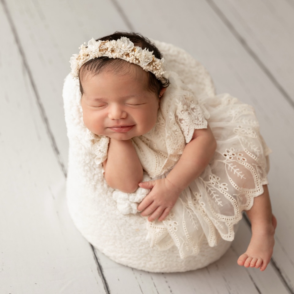 Newborn Baby Girl Romper Floral - Profesjonalne rekwizyty do sesji noworodkowych w