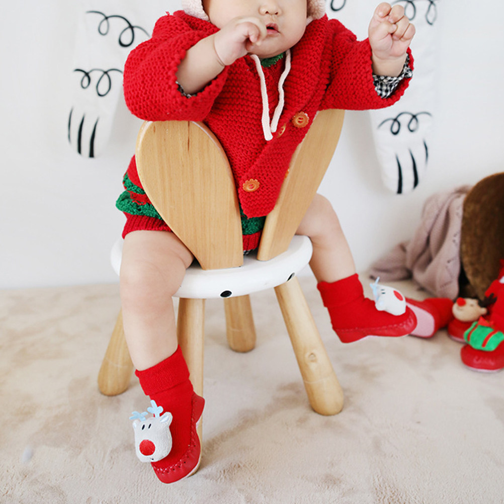 Unisex Baby Socks Non Slip - 1 para ciepłych świątecznych skarpetek dla