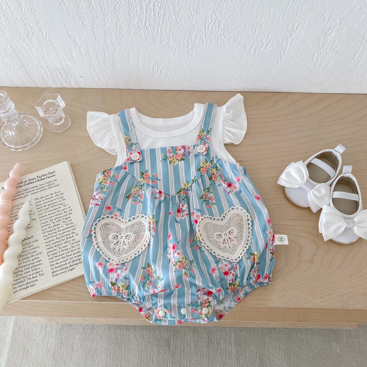 Newborn Baby Girl Romper Floral - 2 szt. Ubrania dla noworodków dziewczynek