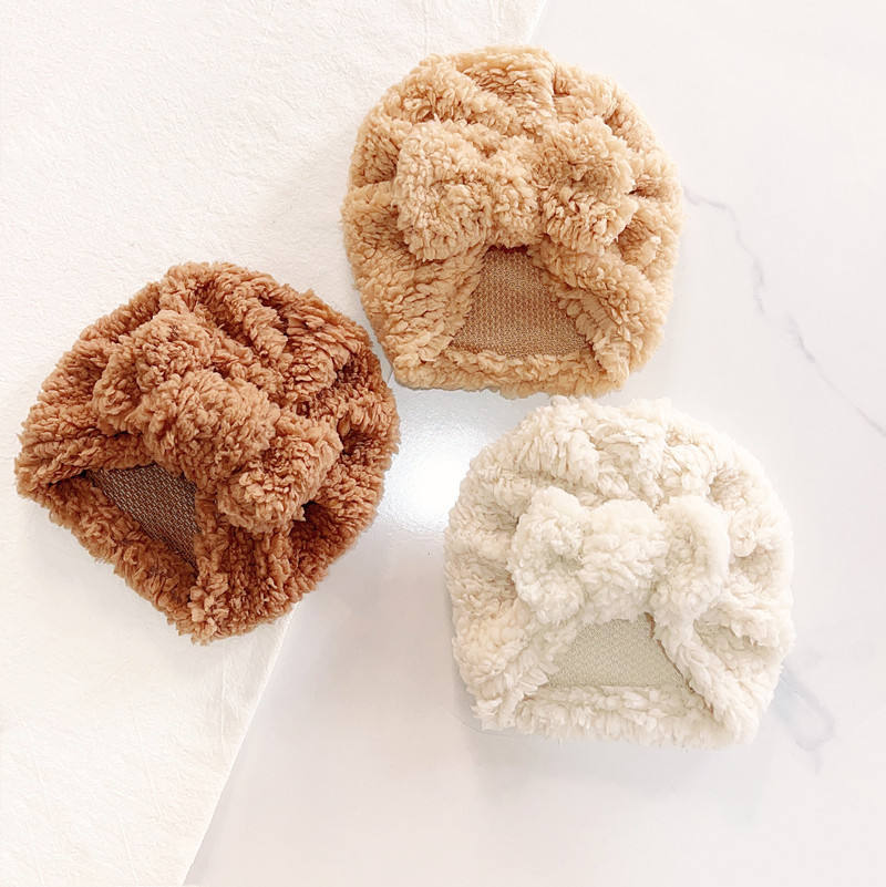 Infant Beanie Hat With Ears - Uroczy turban dla noworodka z kokardą,