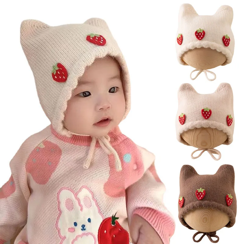 Infant Beanie Hat With Ears - Nowa Jesienno-Zimowa Czapka dla Dziewczynki Śliczna