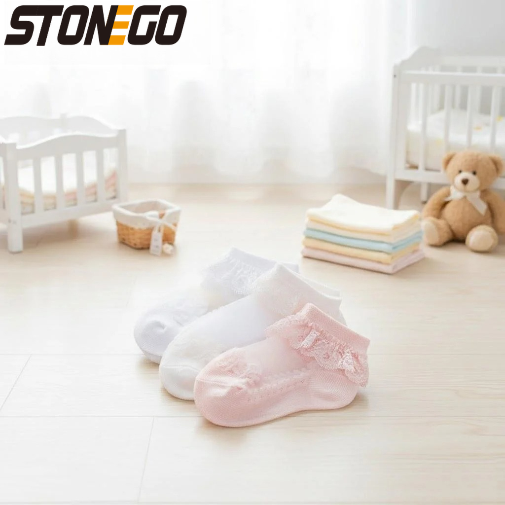 Unisex Baby Socks Non Slip - Urocze koronkowe skarpetki niemowlęce z kwiatowym