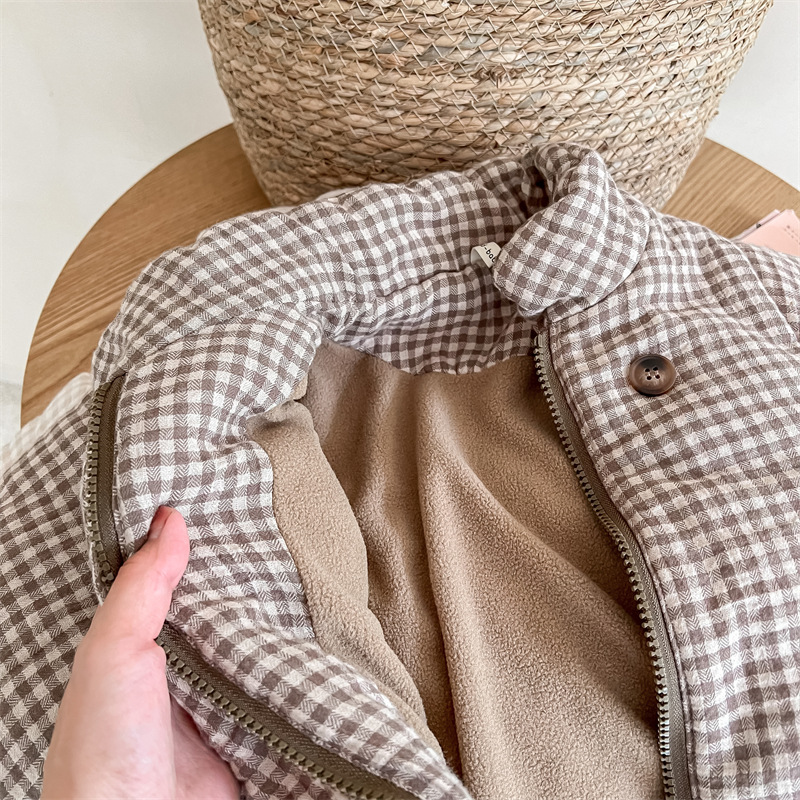 Dziecięca kurtka w kratkę ging – Toddler Boy Winter Fleece Jacket recenzja i cena
