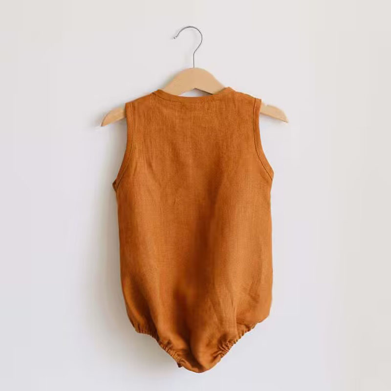 Noworodkowy chłopięcy lniano-b – Baby Summer Linen Sleeveless Jumpsuit recenzja i cena