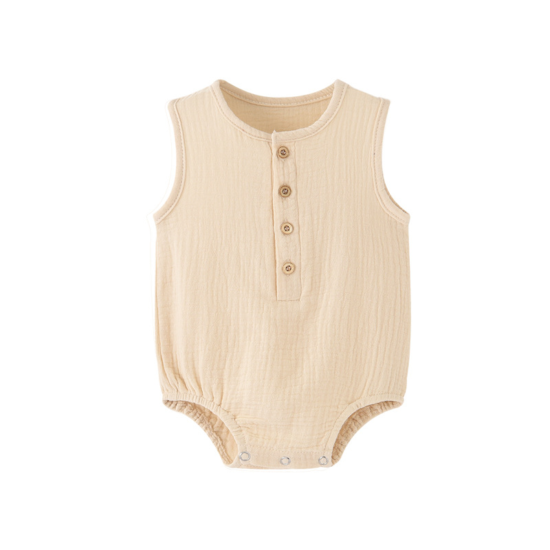 Letnie, gładkie body dla nowor – Baby Summer Linen Sleeveless Jumpsuit recenzja i cena