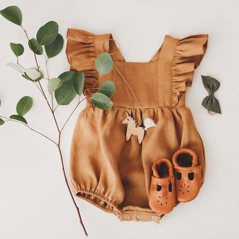 Rampersy dla niemowląt, letnie – Baby Summer Linen Sleeveless Jumpsuit recenzja i cena